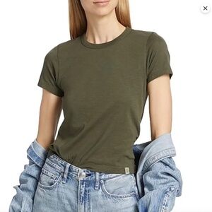 NWT Rag & Bone The Slub Baby Tee in Washed Forest Green S Crewneck 100% Cotton
